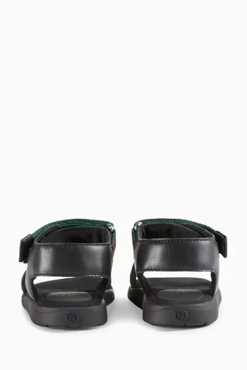 Web-stripes Sandals in Leather