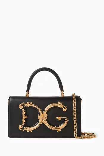 Mini Baroque-logo Top-handle Bag in Leather