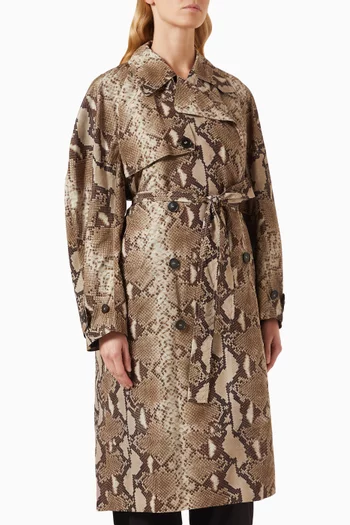 Python-print Belted Trench Coat in NewLife Nylon