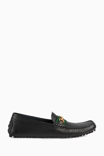Web Detail Driving Loafers in Calf Leather