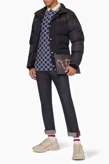 GG Logo All-over Polo Shirt in Stretch Cotton