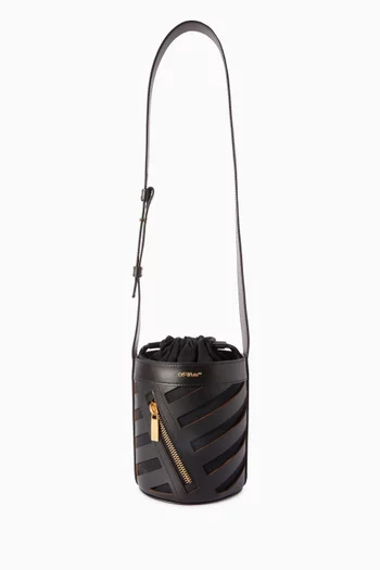 Cut-out Diag Bucket Bag in Calf Leather