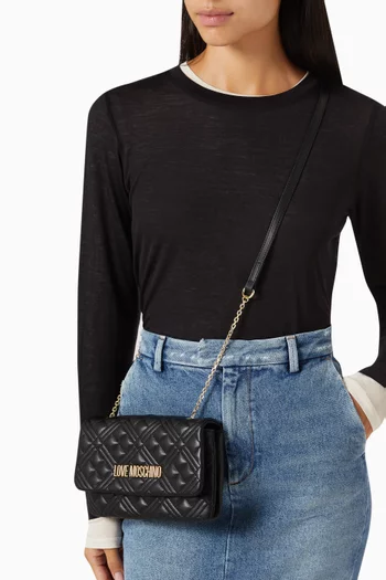 Small Logo Crossbody Bag in Quilted Faux Leather