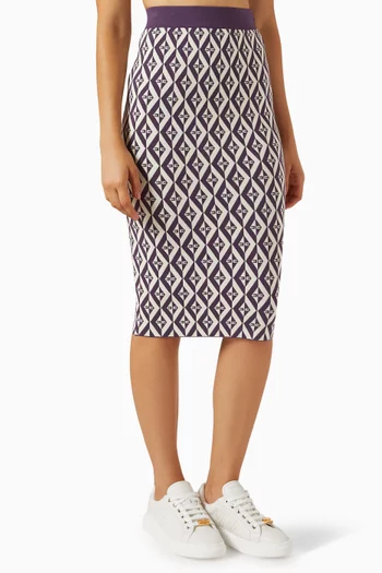 Diamond-print Midi Skirt in Knit
