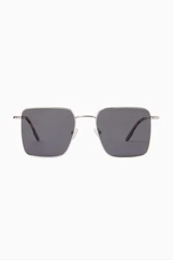Laurent Oversized Sunglasses in Stainless Steel