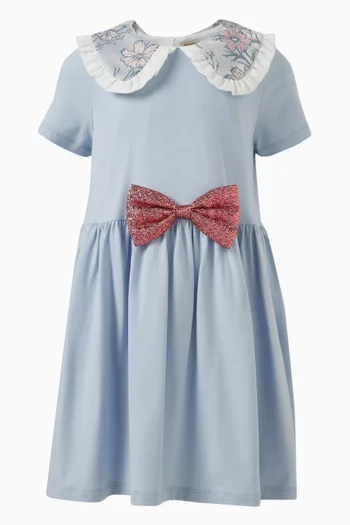 Bow-applique Dress in Cotton-blend