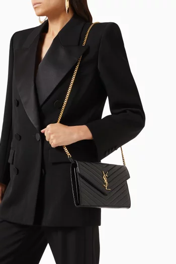 Cassandre Matelassé Envelope Chain Wallet in Lambskin Leather
