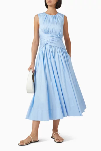 Agatha Knot Waist Midi Dress in Cotton