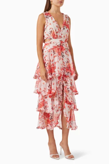 Event Floral-print Tiered Dress
