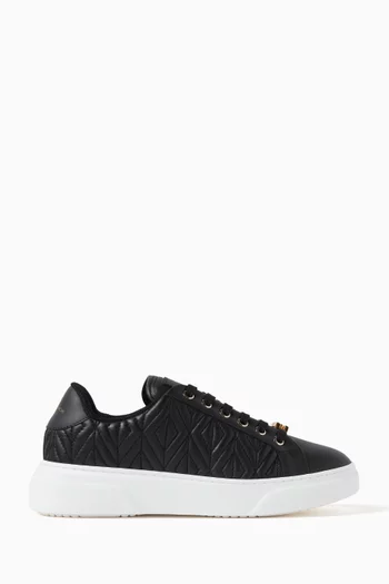 Quilted Motif Sneakers in Leather