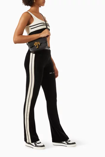 Logo Flared Track Pants in Velvet