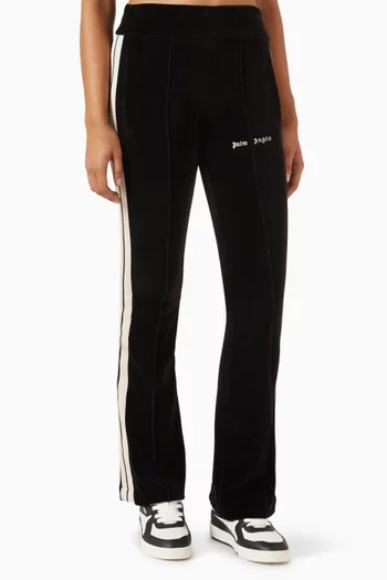 Logo Flared Track Pants in Velvet