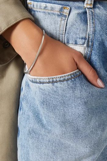 Engraved Logo Slim Bracelet in Sterling Silver