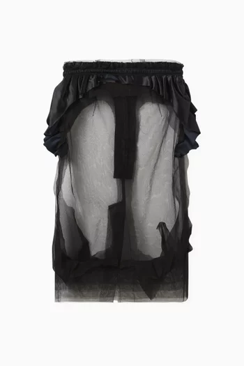 Sheer High-waist Midi Skirt in Tulle