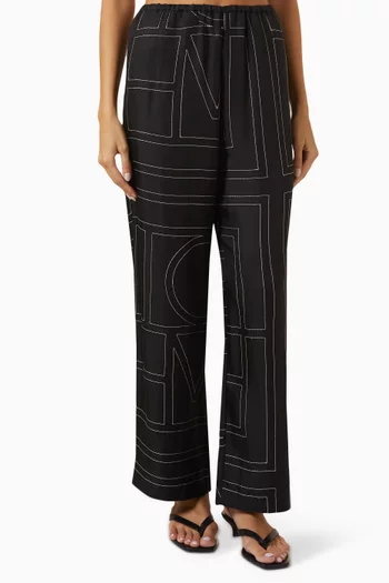 Monogram Pyjama Pants in Silk