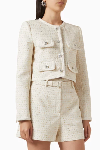 Embellished Cropped Jacket in Bouclé