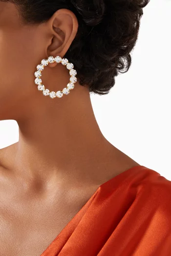 Les Nuances Medium Round Crystal Earrings in Gold-plated Brass