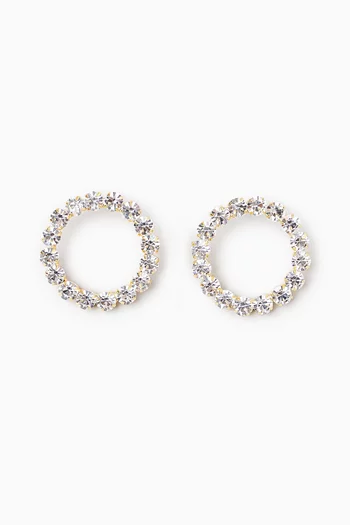 Les Nuances Medium Round Crystal Earrings in Gold-plated Brass
