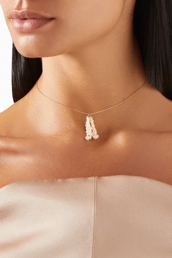 Bahar Diamond Necklace with Pearls in 18kt Yellow Gold, Mini