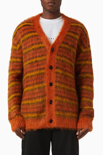 Striped Cardigan in Mohair Blend Knit