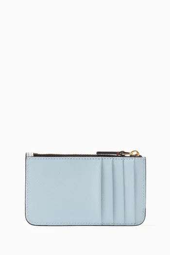 Colour-block Card Holder in Leather