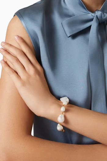 Grainy Freshwater Pearl Bracelet in Eco Brass