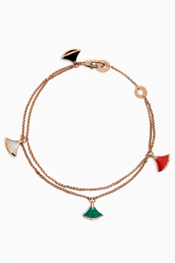 Divina Onyx, Mother of Pearl & Coral Bracelet in 18kt Rose Gold