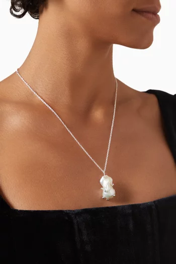 Anemone Pearl Chain Necklace in Sterling Silver