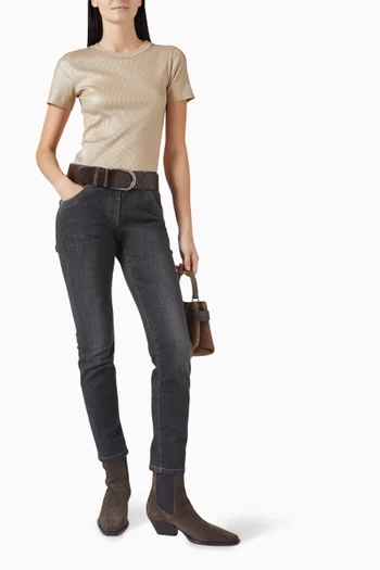 High-rise Jeans in Cotton-denim