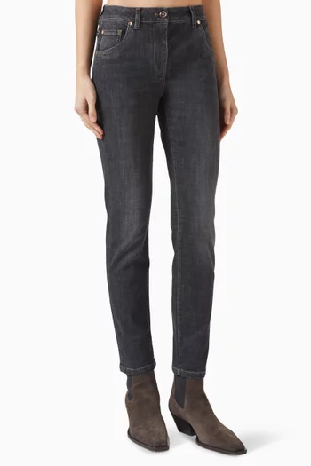 High-rise Jeans in Cotton-denim