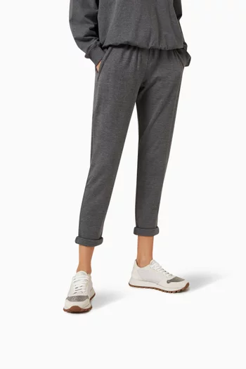 Low-top Runner Sneakers in Suede & Textile