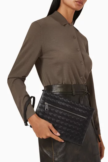Small Document Case in Intrecciato Leather