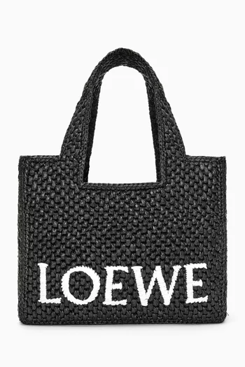 Small Font Tote Bag in Raffia