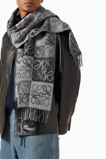 Checkerboard Scarf in Wool & Cashmere