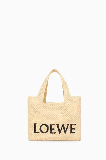 Small LOEWE Font Tote Bag in Raffia