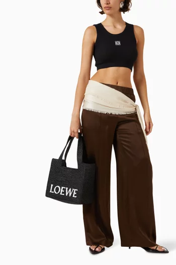 Medium LOEWE Font Tote Bag in Raffia