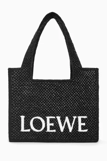 Medium LOEWE Font Tote Bag in Raffia