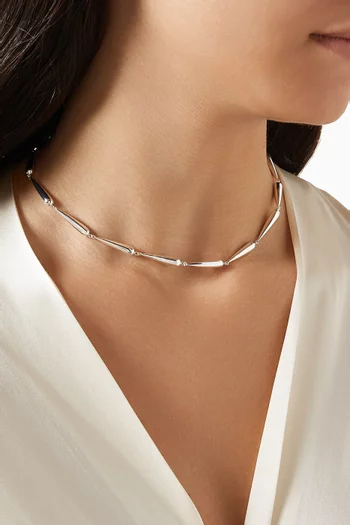 Drop Necklace in Silver-plated Brass