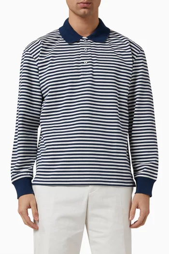 Striped Rugby Polo in Cotton Jersey