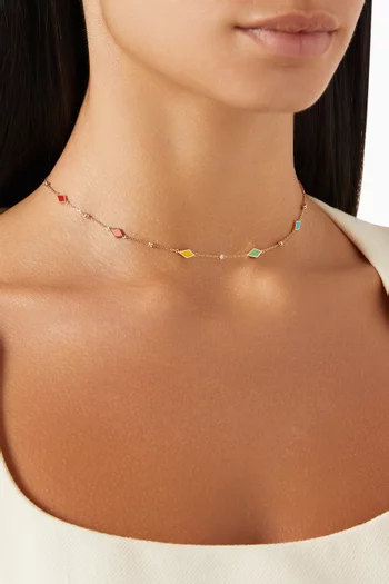 Mosaic Diamonds & Enamel Choker in 18kt Yellow Gold