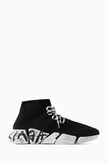 Speed 2.0 Graffiti Lace-up Sneakers in Recycled Knit