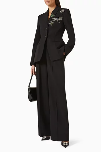 Crystal-embellished Brooch Jacket in Wool