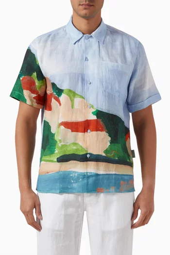 x Highsnobiety 360 Landscape Bowling Shirt in Linen