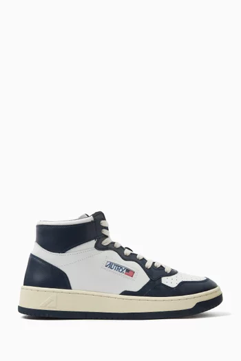 Medalist Two-tone Mid-top Sneakers in Leather