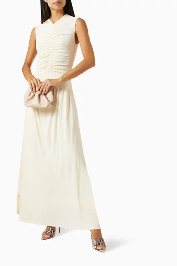 Fleur Gathered Maxi Dress in Viscose