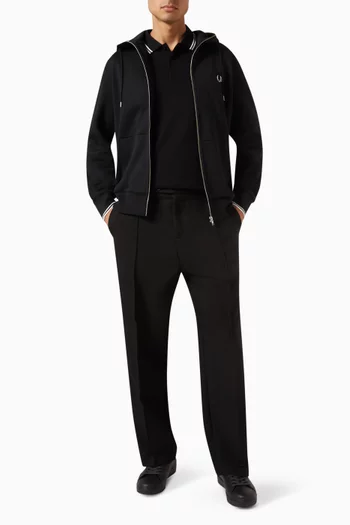 Hooded Zip-through Sweatshirt in Cotton-blend
