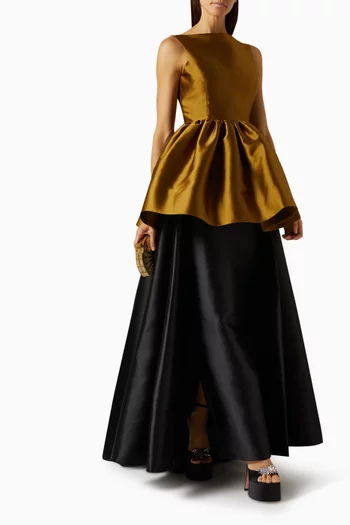 Luciana Flared Maxi Skirt in Twill