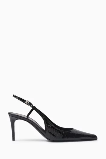 Vendome 70 Slingback Pumps in Croc-embossed Leather
