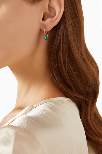 قرط منفرد اورسو دائري مزين بعقيق أخضر ذهب أصفر عيار 9