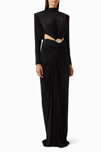 Crystal-embellished Maxi Dress in Jersey